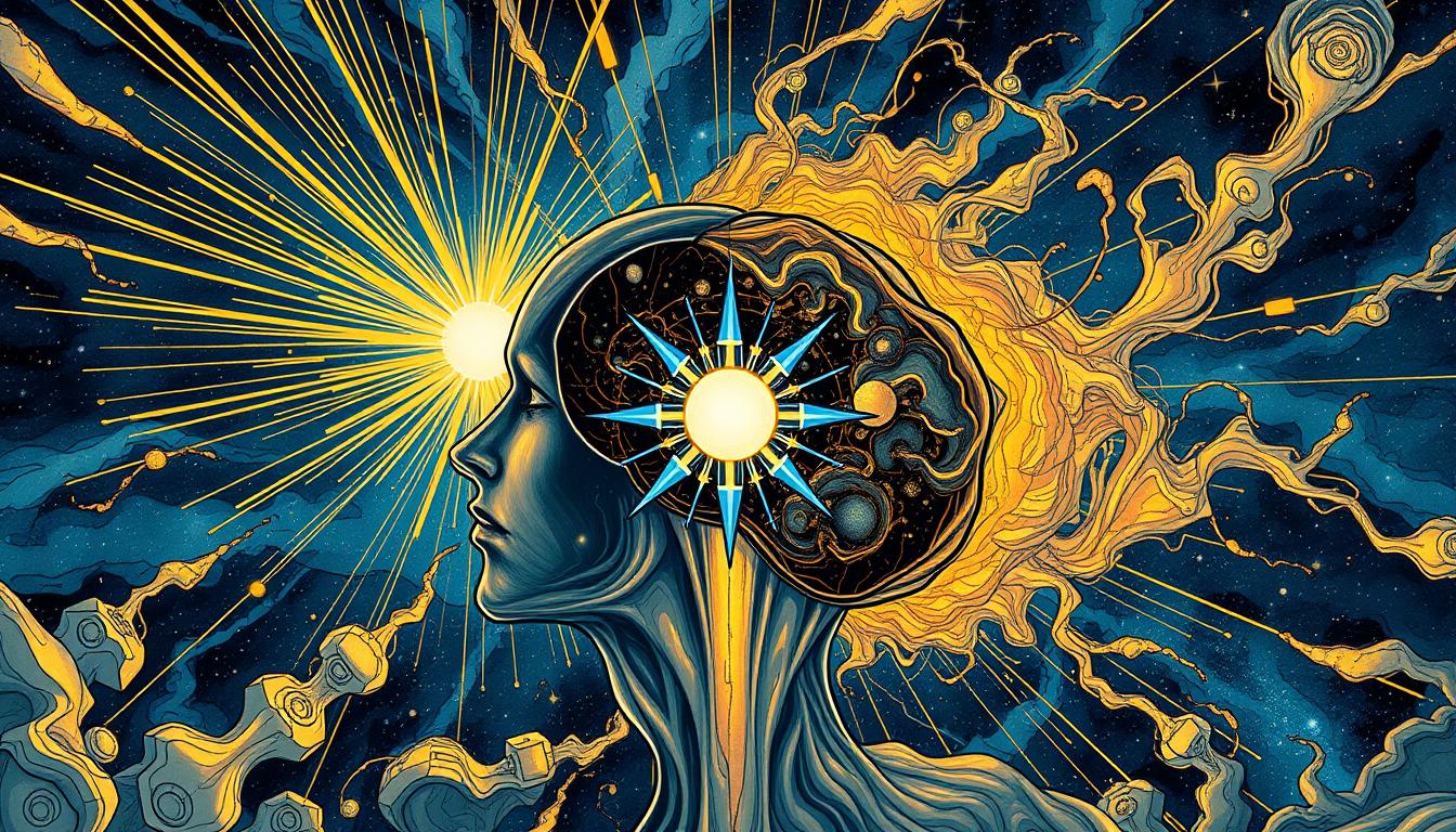 Human Design Kopf Zentrum: Der Ursprung von Inspiration und Druck – KI-generierte Illustration